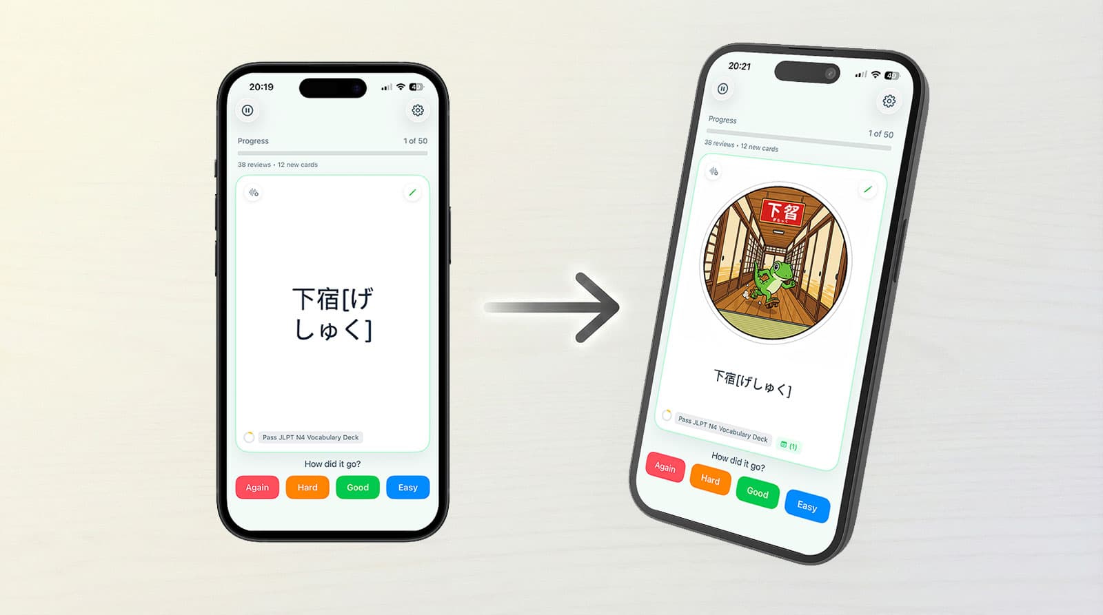 MintDeck app showing card editing interface